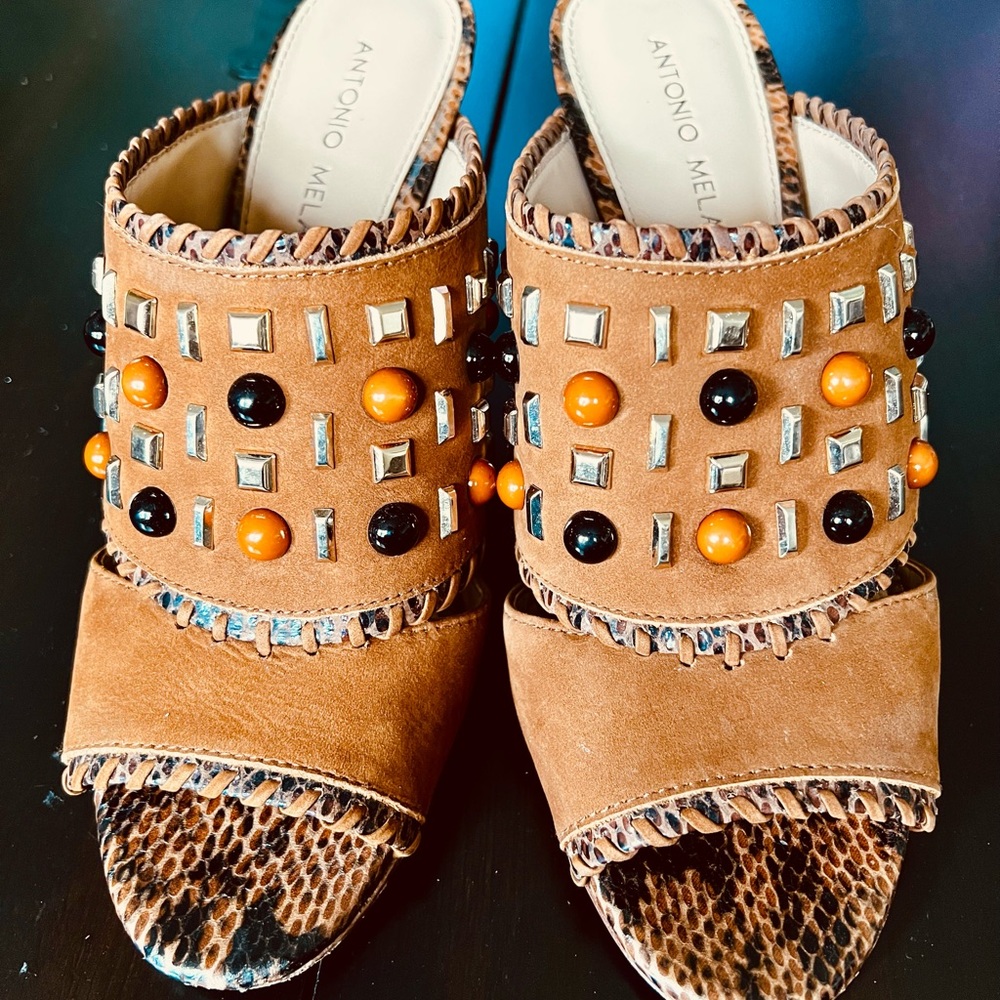 Antonio Melani leather dress mules size 8.5